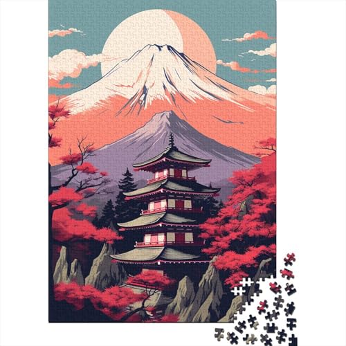 500-teiliges Puzzle für Erwachsene, Mount Fuji, Japan, Holzpuzzle für Erwachsene, Lernspiel, Herausforderungsspielzeug, 500 Stück (52 x 38 cm) von BaoFFF