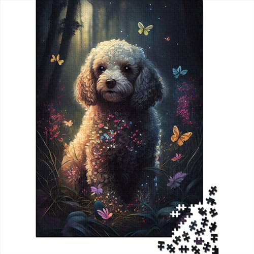 500-teiliges Puzzle für Erwachsene, Pudel-Schmetterling, quadratische Puzzles für Erwachsene und Holzpuzzles, Lernspiel, 500 Teile (52 x 38 cm) von BaoFFF