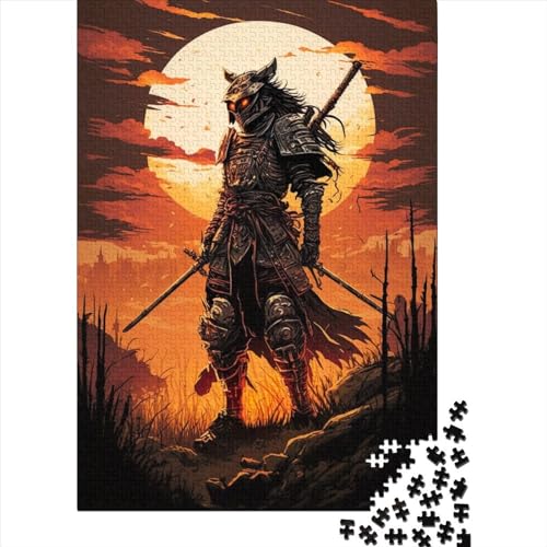 500-teiliges Puzzle für Erwachsene, Samurai im Sonnenuntergang, Puzzle für Erwachsene, Holzbrett-Puzzle, Puzzle für Erwachsene, Geschenke für Erwachsene, 500 Teile (52 x 38 cm) von BaoFFF