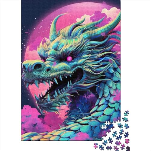 500-teiliges Puzzle für Erwachsene, psychedelische Kunst, Drachen-Puzzle, Holzpuzzle, dekomprimierendes intellektuelles Lernspielzeug, gutes Teenager, 500 Stück (52 x 38 cm) von BaoFFF