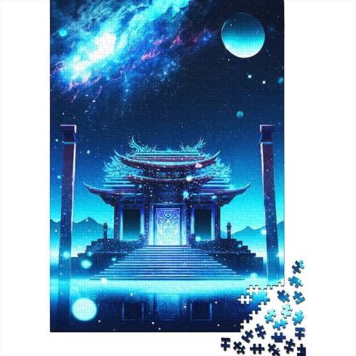 500-teiliges Puzzle für Erwachsene mit kosmischem japanischen Tempel, Holzpuzzle für Erwachsene, Lernspiel, Herausforderungsspielzeug, 500 Stück (52 x 38 cm) von BaoFFF