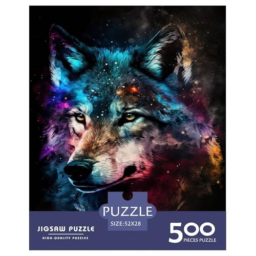 500-teiliges Puzzle mit Tiermotiv, Wolf, für Erwachsene, Holzpuzzle, Lernspiel, Herausforderungsspielzeug, 500 Teile (52 x 38 cm) von BaoFFF