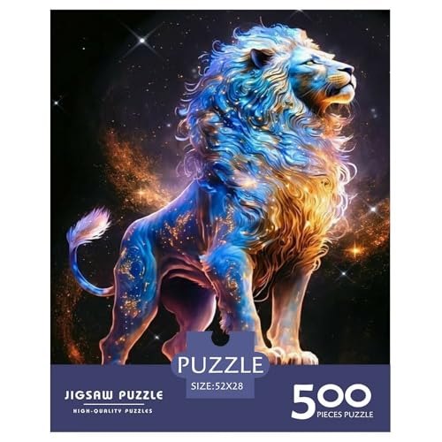 500-teiliges Puzzle mit Tiermotiven und Löwenmotiv, Holzpuzzle für Erwachsene und Teenager, Denksportaufgaben für Erwachsene, 500 Teile (52 x 38 cm) von BaoFFF