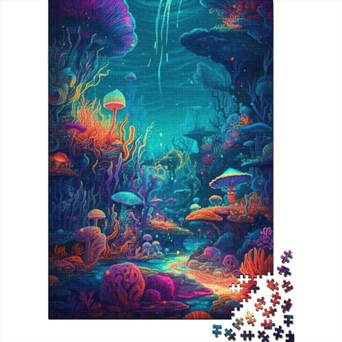 500-teiliges psychedelisches Ozean-Puzzle für Erwachsene Teenager, Holzpuzzles, Puzzles für Erwachsene, Lernspiel, Herausforderungsspielzeug, Erntedankgeschenke, 500 Stück (52 x 38 cm) von BaoFFF