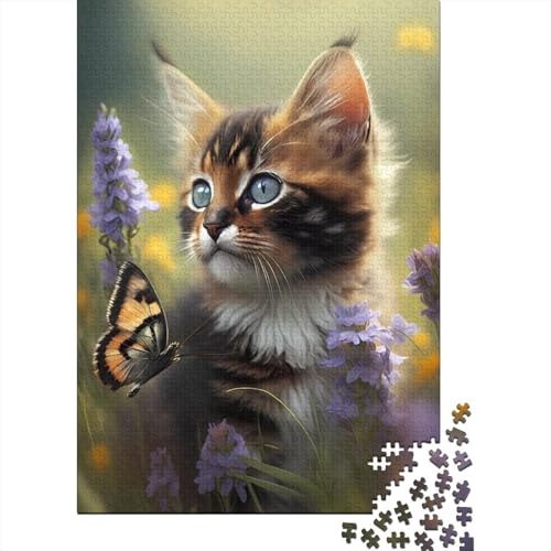 Animal Art Cat 1000-teiliges Puzzle | Puzzle | Nachhaltiges Puzzle für Erwachsene | Premium-Puzzle 100% Holz | Lustige Spiele 1000 Teile (75 x 50 cm) von BaoFFF