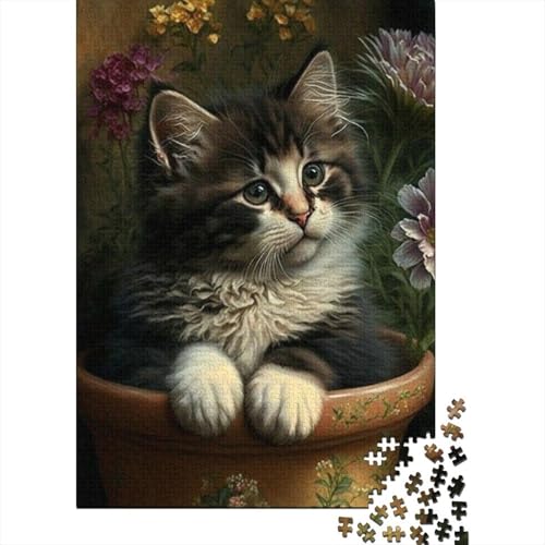 Animal Art Cat 1000-teiliges Puzzle | Puzzle | Nachhaltiges Puzzle für Erwachsene | Premium-Puzzle 100% Holz | Lustige Spiele 1000 Teile (75 x 50 cm) von BaoFFF