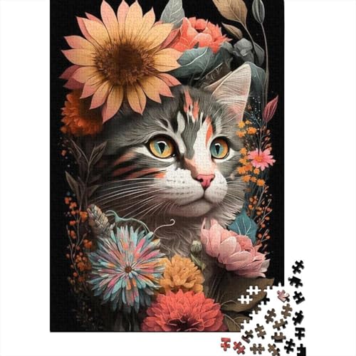 Animal Art Cat 1000-teiliges Puzzle | Puzzle | Nachhaltiges Puzzle für Erwachsene | Premium-Puzzle 100% Holz | Lustige Spiele 1000 Teile (75 x 50 cm) von BaoFFF