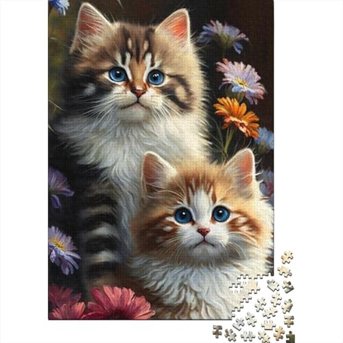 Animal Art Cat 300-teiliges Puzzle | Puzzle | Nachhaltiges Puzzle für Erwachsene | Premium-Puzzle aus 100% Holz | Lustige Spiele 300 Teile (40 x 28 cm) von BaoFFF