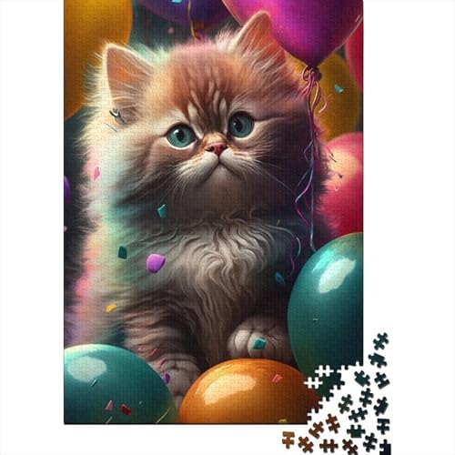 Animal Art Cat 300-teiliges Puzzle | Puzzle | Nachhaltiges Puzzle für Erwachsene | Premium-Puzzle aus 100% Holz | Lustige Spiele 300 Teile (40 x 28 cm) von BaoFFF