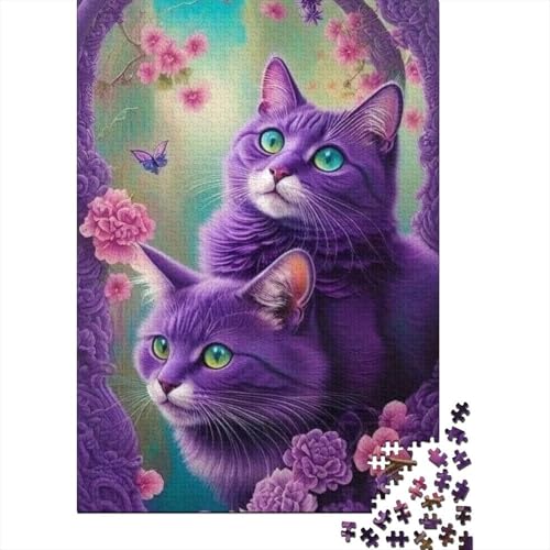 Animal Art Cat 500-teiliges Puzzle | Puzzle | Nachhaltiges Puzzle für Erwachsene | Premium-Puzzle aus 100% Holz | Lustige Spiele 500 Teile (52 x 38 cm) von BaoFFF