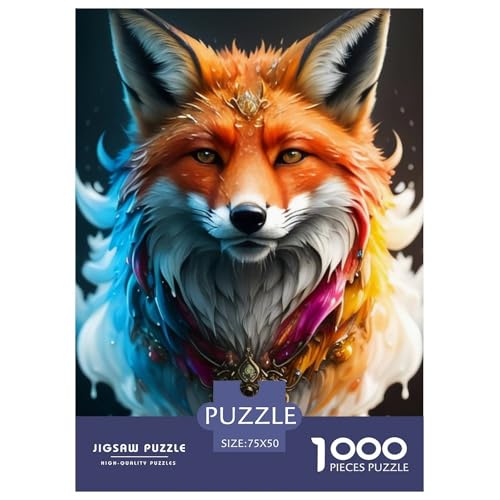 Animal Art Fox Puzzle 1000 Teile Holzpuzzle Puzzle für Erwachsene und Jugendliche ab 12 Jahren, 1000 Teile (75 x 50 cm) von BaoFFF