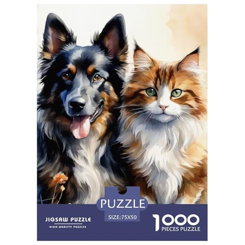 Animal Art Hundepuzzle 1000 Teile, Holzpuzzle für Erwachsene und Teenager, Lernspielzeug, 1000 Teile (75 x 50 cm) von BaoFFF