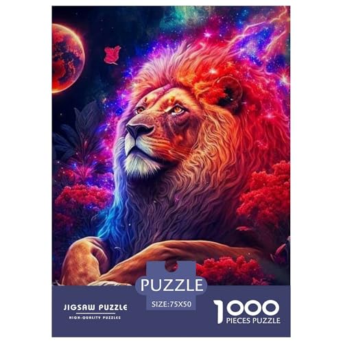 Animal Art Löwen-Puzzle, 1000 Teile, für Erwachsene, Holzpuzzle, Familienspaß, Puzzle 1000 Teile (75 x 50 cm) von BaoFFF