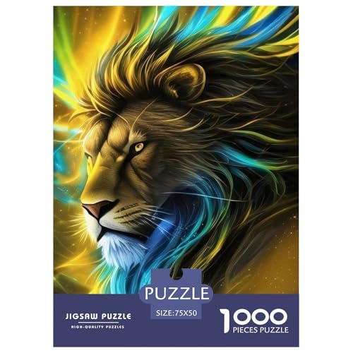 Animal Art Löwen-Puzzle für Erwachsene, 1000 Teile, Holzpuzzle, Heim-Lernspiele, DIY-Spielzeug, 1000 Stück (75 x 50 cm) von BaoFFF