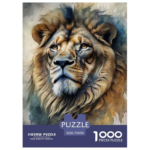 Animal Art Löwen-Puzzle für Erwachsene, 1000 Teile, Holzpuzzle, Heim-Lernspiele, DIY-Spielzeug, 1000 Stück (75 x 50 cm) von BaoFFF