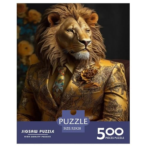 Animal Art Löwen-Puzzles für Erwachsene, 500-teiliges Puzzle für Erwachsene, Puzzles zum Entspannen, Puzzlespiele, 500 Teile (52 x 38 cm) von BaoFFF