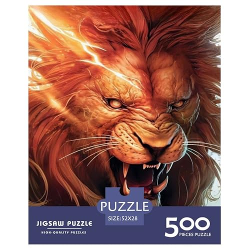 Animal Art Löwen-Puzzles für Erwachsene und Jugendliche. Puzzles für Erwachsene und Jugendliche. Lustige Puzzlespiele. 500 Teile (52 x 38 cm). von BaoFFF