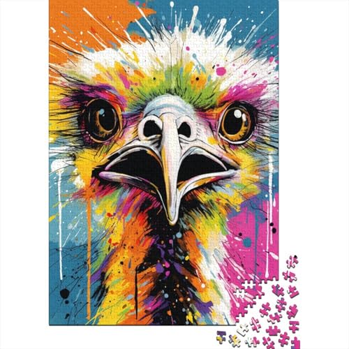 Animal Art Strauß Puzzle für Erwachsene 1000 Teile, Puzzle für Erwachsene, geistiges Lernspielzeug, DIY Puzzles 1000 Teile (75x50cm) von BaoFFF