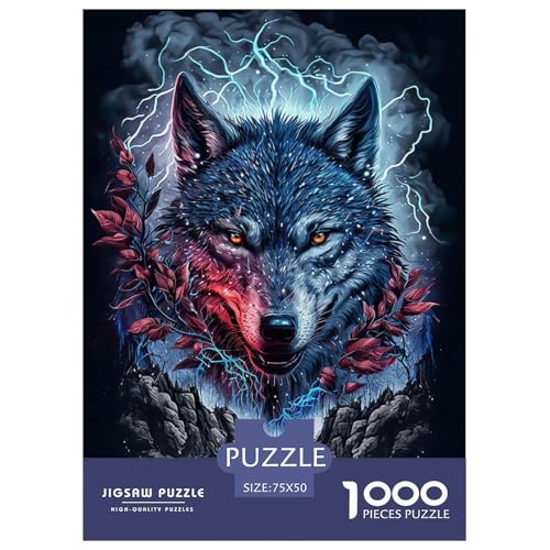 Animal Art Wolf-Puzzles für Erwachsene, 1000-teiliges Puzzle für Erwachsene, Puzzles zum Entspannen, Puzzlespiele, 1000 Teile (75 x 50 cm) von BaoFFF