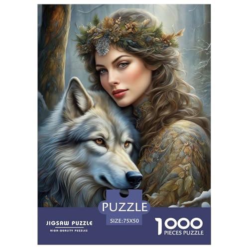 Animal Art Wolf-Puzzles für Erwachsene 1000 Teile Puzzle Puzzles für Erwachsene Heimdekoration Puzzle-Spielzeug 1000 Teile (75 x 50 cm) von BaoFFF