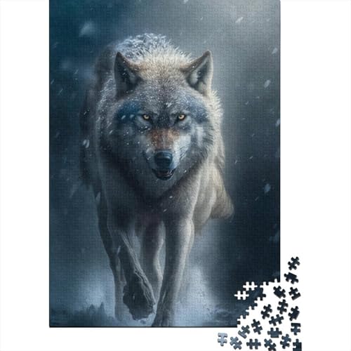 Animal Universe Wolf Holzpuzzle 1000 Teile Puzzle für Erwachsene Lernspiel Herausforderung Spielzeug Heiligabend Geschenke 1000 Stück (75x50cm) von BaoFFF