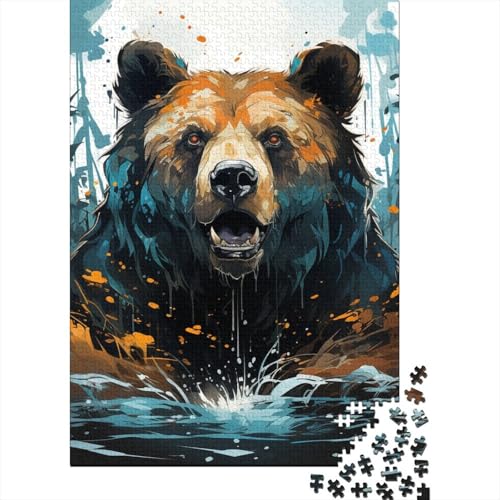 Art Animal Bear 1000-teiliges Puzzle | Puzzle | Nachhaltiges Puzzle für Erwachsene | Premium-Puzzle aus 100% Holz | Lustige Spiele 1000 Teile (75 x 50 cm) von BaoFFF