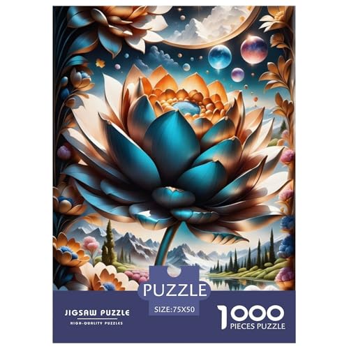 Art Flowers Puzzle 1000 Teile Holzpuzzle Puzzle für Erwachsene für Erwachsene und Jugendliche ab 12 Jahren, 1000 Teile (75 x 50 cm) von BaoFFF