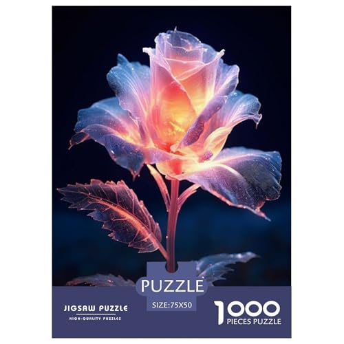 Art Flowers Puzzle 1000 Teile für Erwachsene, Holzpuzzle, Familienspaß, Puzzle 1000 Teile (75 x 50 cm) von BaoFFF