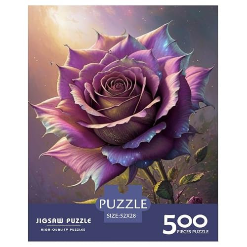 Art Flowers Puzzle 500 Teile Holzpuzzle Puzzle für Erwachsene für Erwachsene und Jugendliche ab 12 Jahren 500 Teile (52 x 38 cm) von BaoFFF