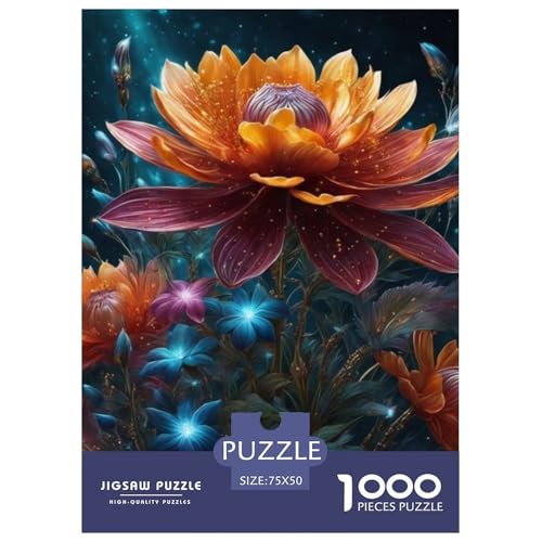 Art Flowers Puzzle für Erwachsene 1000 Teile Holzpuzzles Heimlernspiele DIY-Spielzeug 1000 Teile (75 x 50 cm) von BaoFFF