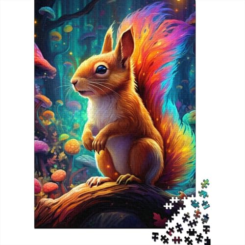 Art Niedliches Eichhörnchen-Puzzle 500 Teile für Erwachsene 500-teiliges Puzzle Familienaktivitäts-Puzzle Lernspiele 500 Teile (52 x 38 cm) von BaoFFF