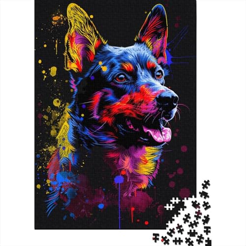 Australian Cattle Dog Art Puzzles für Erwachsene, 1000-teiliges Puzzle für Teenager ab 12 Jahren, 1000 Teile (75 x 50 cm) von BaoFFF