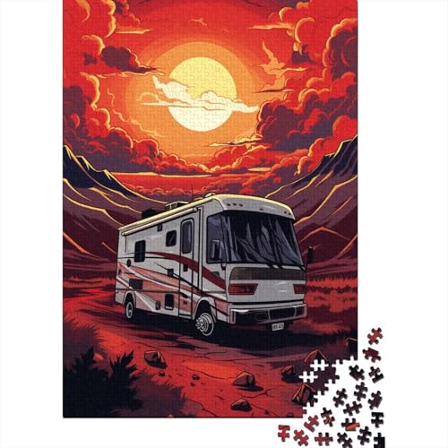 Auto bei Sonnenuntergang Puzzle 1000 Teile Holzpuzzle für Erwachsene und Teenager Familienspiel 1000 Teile (75x50cm) von BaoFFF