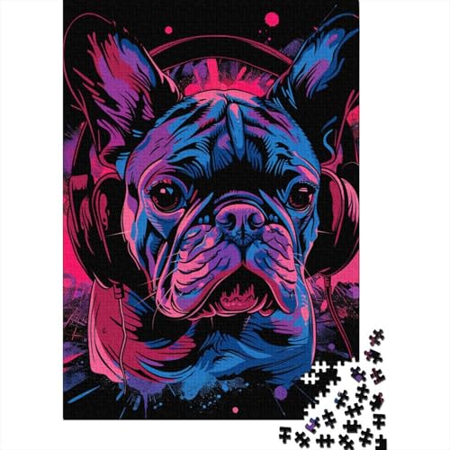 Bulldoggen-DJ mit Kopfhörern, Puzzles für Erwachsene, 300-teiliges Puzzle für Teenager, Lernspiel, Herausforderungsspielzeug, 300 Stück (40 x 28 cm) von BaoFFF