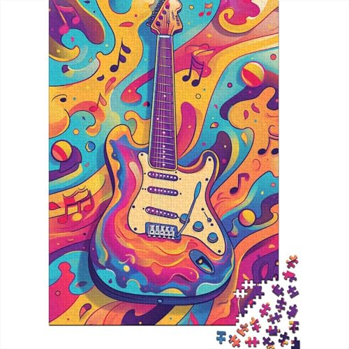 Bunte Gitarren, 1000 Teile, Holzpuzzle für Erwachsene, Puzzle, Lernspiel, Herausforderungsspielzeug, 1000 Teile (75 x 50 cm) von BaoFFF