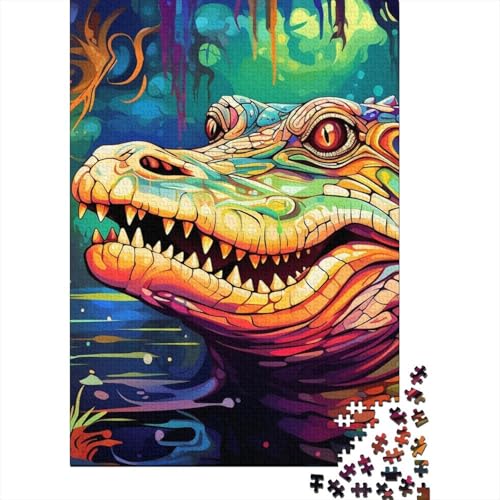 Bunte Krokodile 1000-teiliges Puzzle | Puzzle | Nachhaltiges Puzzle für Erwachsene | Hochwertiges Puzzle aus 100% Holz | Lustige Spiele 1000 Teile (75 x 50 cm) von BaoFFF