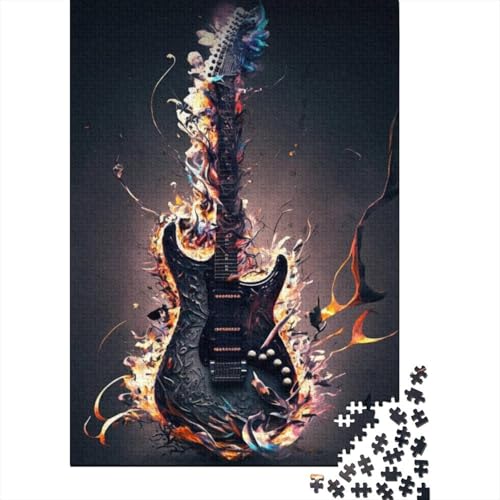 Bunte Kunstgitarre, 300-teiliges Holzpuzzle für Erwachsene, Puzzle, Lernspiel, Herausforderungsspielzeug, 300 Stück (40 x 28 cm) von BaoFFF