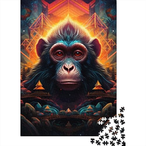 Bunter AFFE, 500-teiliges Puzzle für Erwachsene, Familienspielzeug, Geschenke für Mädchen und Jungen, umweltfreundliches Holzpuzzle, 500 Teile (52 x 38 cm) von BaoFFF