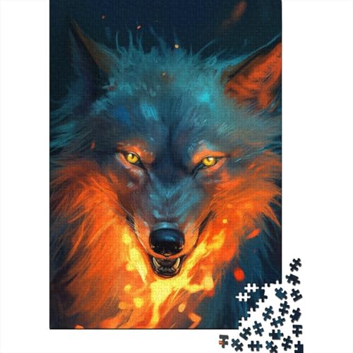 Buntes Feuerwolf-Puzzle, 1000 Teile, Holzpuzzle für Erwachsene und Teenager, Familienspiel, 1000 Teile (75 x 50 cm) von BaoFFF