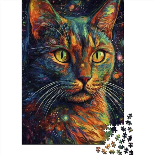 Buntes Weltraum-Katzen-Puzzle für Erwachsene, 1000-teiliges Puzzle für Teenager ab 12 Jahren, 1000 Teile (75 x 50 cm) von BaoFFF