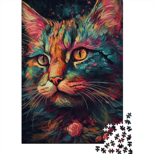 Buntes Weltraum-Katzen-Puzzle für Teenager, 1000 Teile, Puzzle, Denksport-Puzzles für Erwachsene, 1000 Teile (75 x 50 cm) von BaoFFF