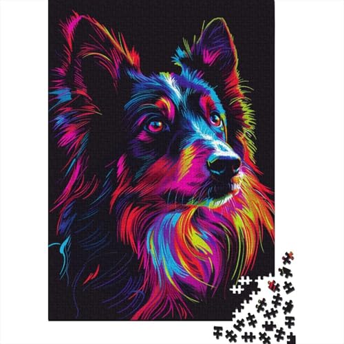 DJ Neon Border Collie Puzzle 500 Teile für Erwachsene und Teenager ab 12 Jahren, 500 Teile (52 x 38 cm) von BaoFFF