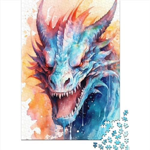 Drachen-Aquarelle-Puzzle für Erwachsene, 300 Teile, Puzzles für Erwachsene und Teenager, für Erwachsene, Teenager, Mann, Frau, Geschenk, 300 Teile (40 x 28 cm) von BaoFFF