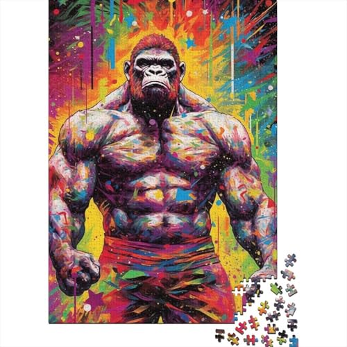 Farbenfrohes Gorilla-Gemälde, Puzzle für Erwachsene, 500-teiliges Puzzle für Teenager ab 12 Jahren, 500 Teile (52 x 38 cm) von BaoFFF