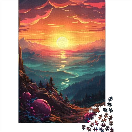 Farbenfrohes Sonnenuntergangs-Puzzle für Erwachsene und Jugendliche, 1000 Teile, Puzzle für Erwachsene, nachhaltige Puzzlespiele, 1000 Teile (75 x 50 cm) von BaoFFF