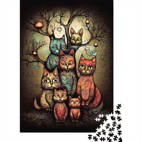 Feline Family Fun Puzzles für Erwachsene, 1000-teiliges Puzzle für Erwachsene und Teenager, Puzzles für Erwachsene, Lernspiel, Herausforderungsspielzeug, Geburtstagsgeschenk, 1000 Teile (75 x 50 cm) von BaoFFF