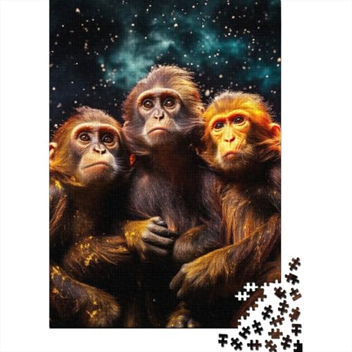 Galaxy Monkey 500-teiliges Puzzle | Puzzle | Nachhaltiges Puzzle für Erwachsene | Hochwertiges Puzzle aus 100% Holz | Lustige Spiele 500 Teile (52 x 38 cm) von BaoFFF