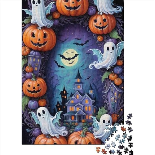 Halloween-Geister-Puzzle, 500 Teile, Puzzle für Erwachsene und Teenager, Holzpuzzle, Spielzeugspiel, Entdecken Sie Kreativität und Problemlösung, 500 Teile (52 x 38 cm) von BaoFFF