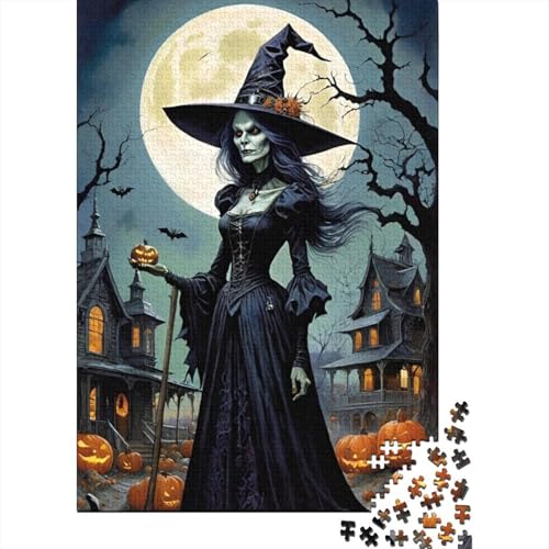 Halloween-Hexe, 1000-teiliges Puzzle | Puzzle | Nachhaltiges Puzzle für Erwachsene | Premium-Puzzle aus 100% Holz | Lustige Spiele, 1000 Teile (75 x 50 cm) von BaoFFF