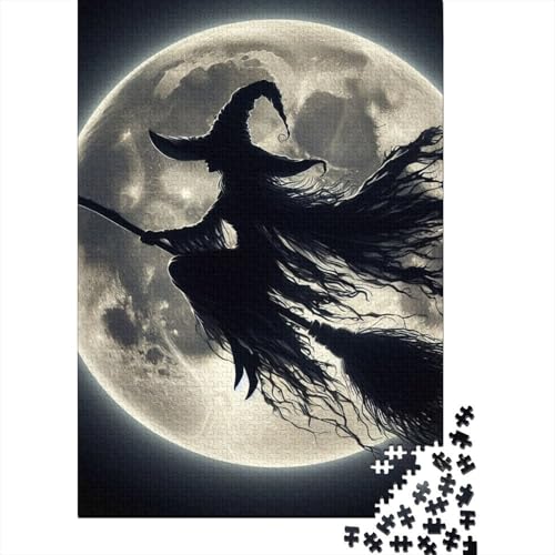 Halloween-Hexe, 1000-teiliges Puzzle | Puzzle | Nachhaltiges Puzzle für Erwachsene | Premium-Puzzle aus 100% Holz | Lustige Spiele, 1000 Teile (75 x 50 cm) von BaoFFF